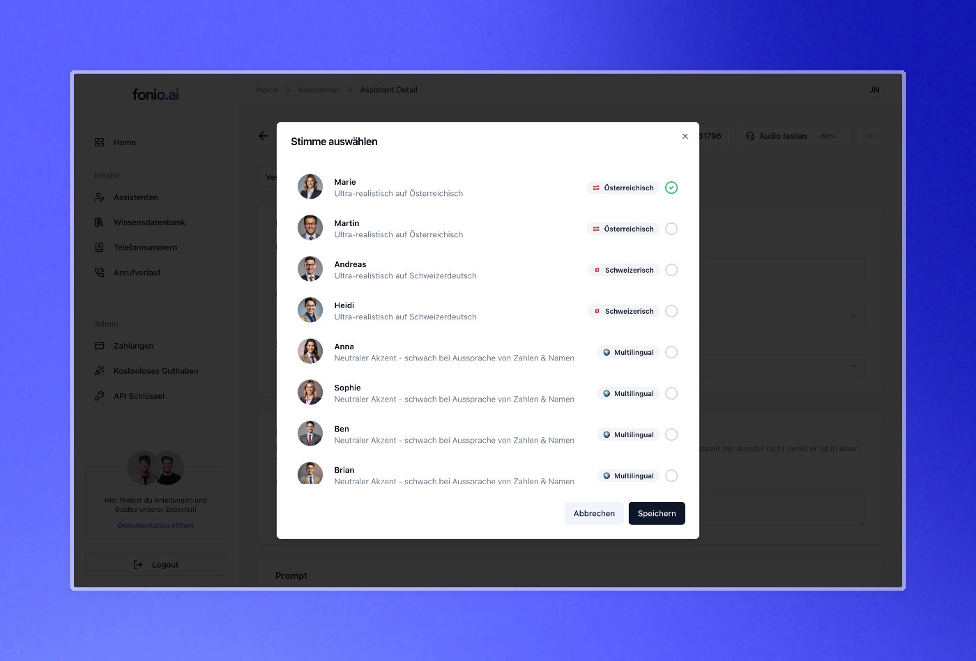 Screenshot of app fonio.ai